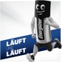Energizer Lithium Fotobatterie 123 als Comicfigur beim Laufen.