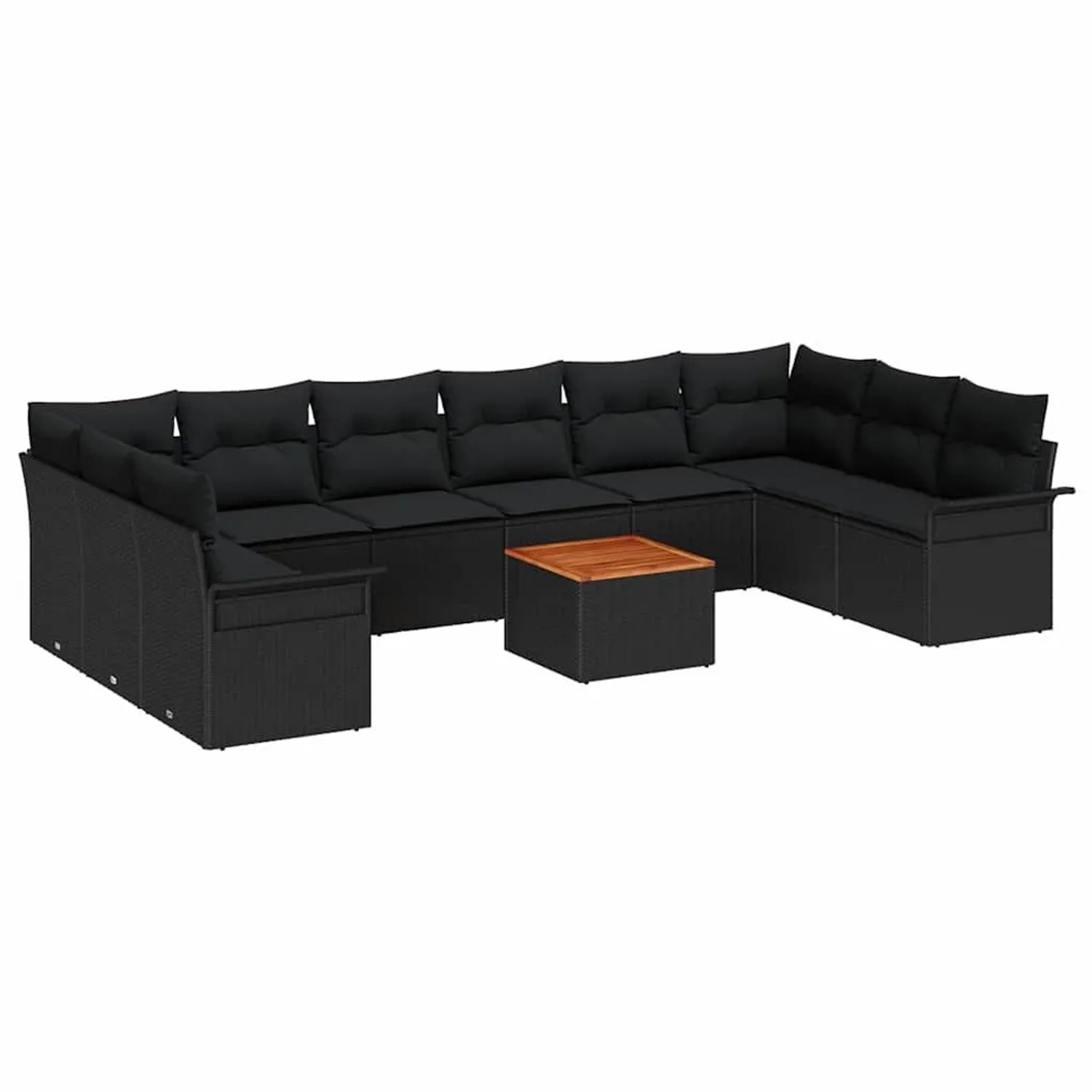 vidaXL Gartensofa-Set mit Speicher 11 Stk Schwarz Poly-Rattan 3356049