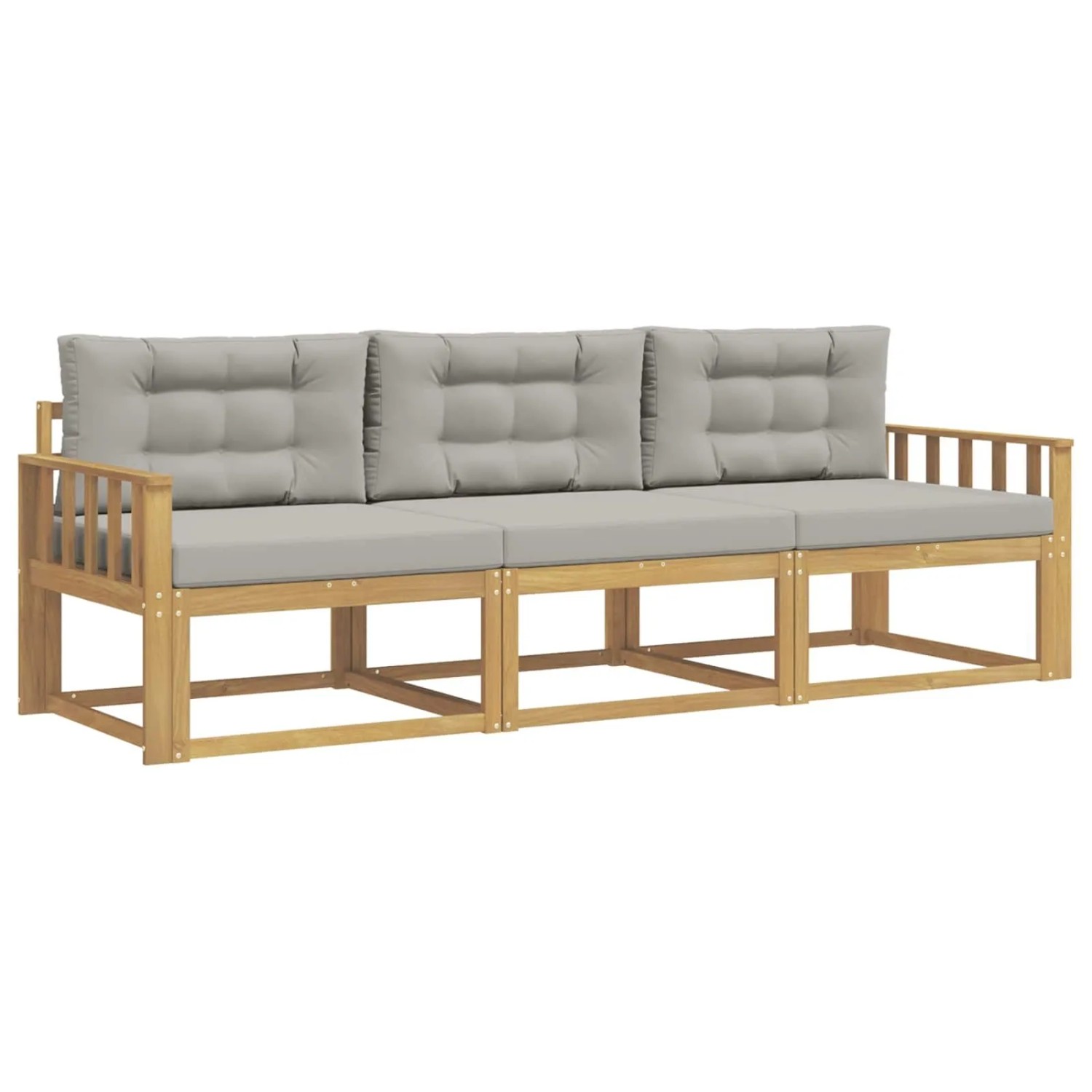 vidaXL Outdoor-Sofagarnitur 3 Stk Weiß und Hellgrau Polyester 3385985