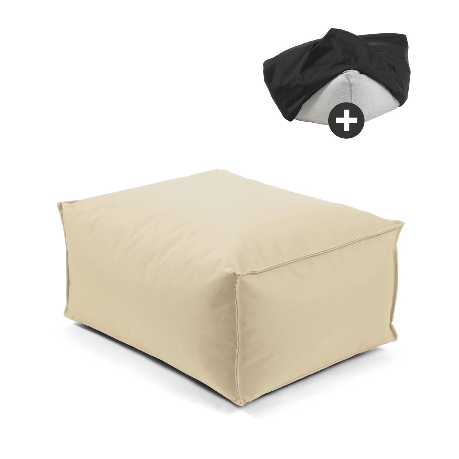 mokebo Outdoor Pouf o Hocker in Beige mit Wasserabweisender Schutzhülle Der günstig online kaufen