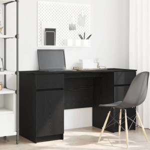 Schwarzer Schreibtisch in Eichen-Optik mit Regalen, vidaXL, 140x49x76 cm. Ideal für Büro und Homeoffice.