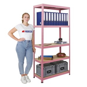 BERLINLODGE Wohnregal PINK LADY mit 5 Ebenen, pinkes Standregal für Büro und Wohnzimmer.