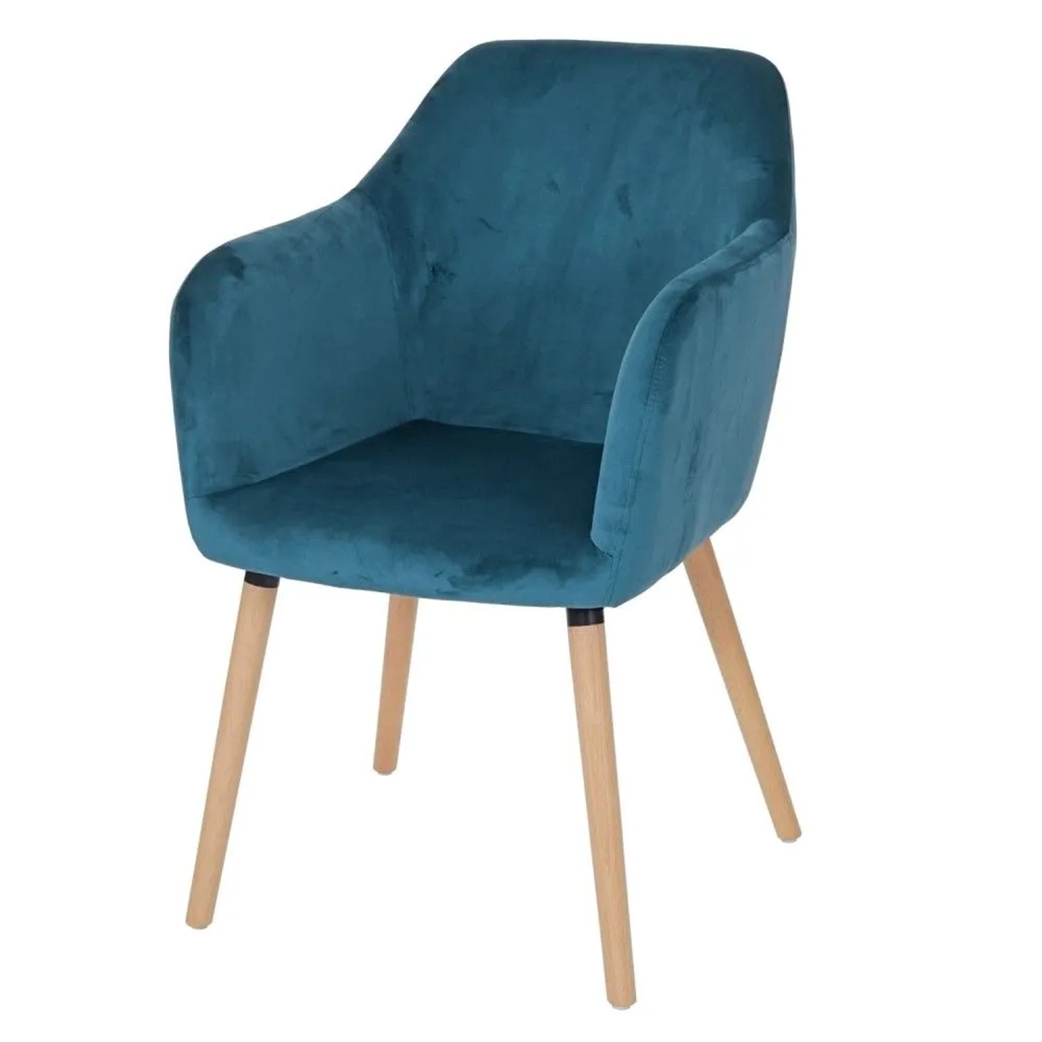 MCW Esszimmerstuhl Vaasa T381 Samt Petrol-Blau Helle Beine