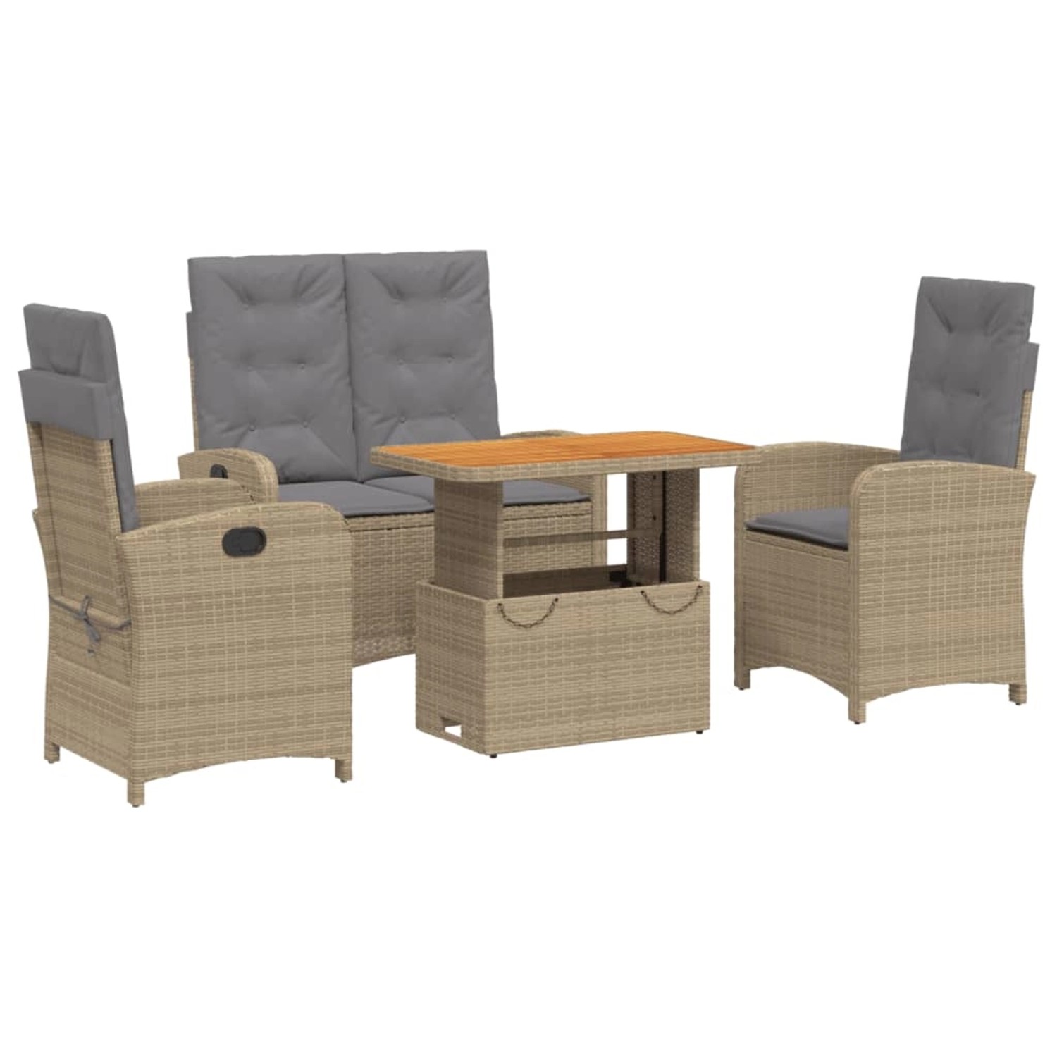 vidaXL 4-Tlg Garten-Essgruppe mit Kissen Beige Poly Rattan 3277371 günstig online kaufen