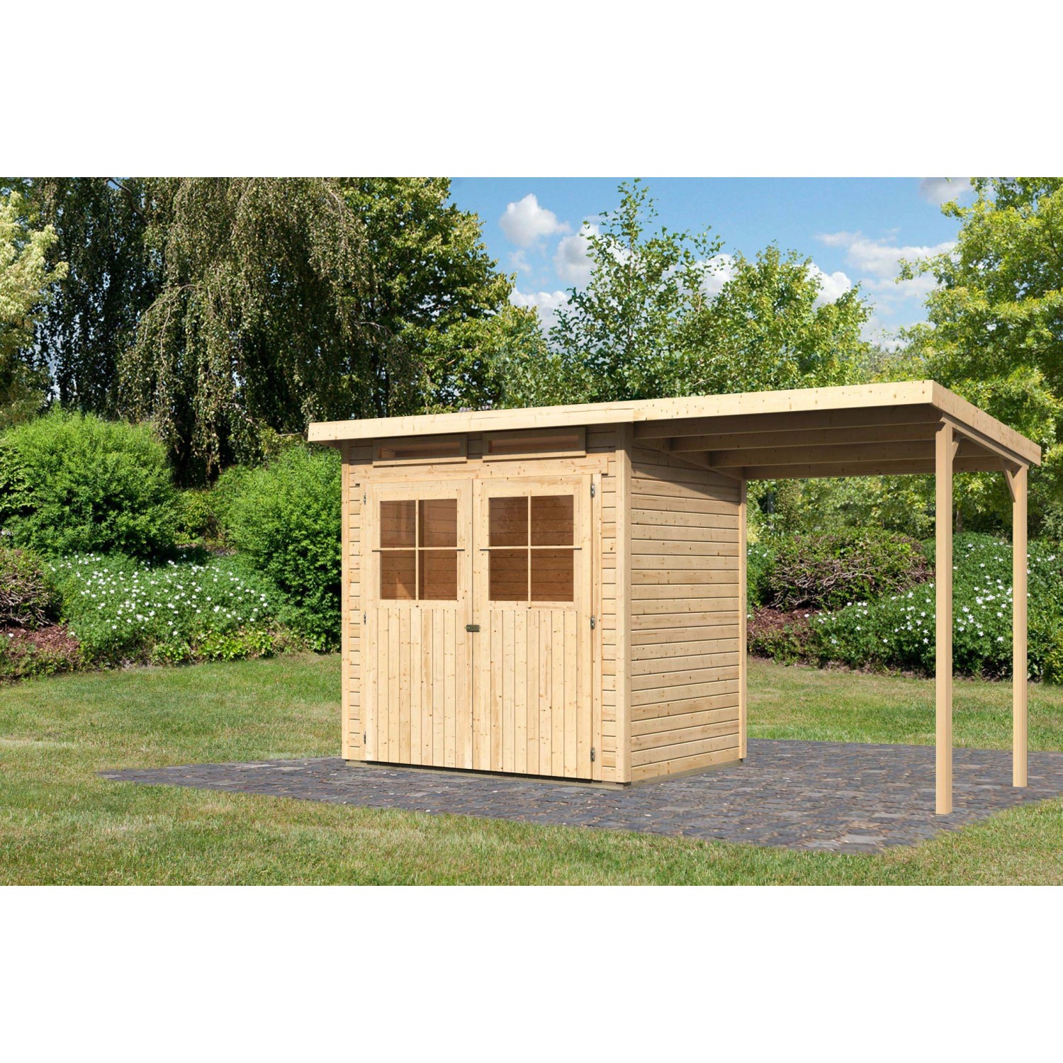 Karibu Holz-Gartenhaus Egersund Natur Pultdach Unbehandelt 199 cm x 152 cm günstig online kaufen