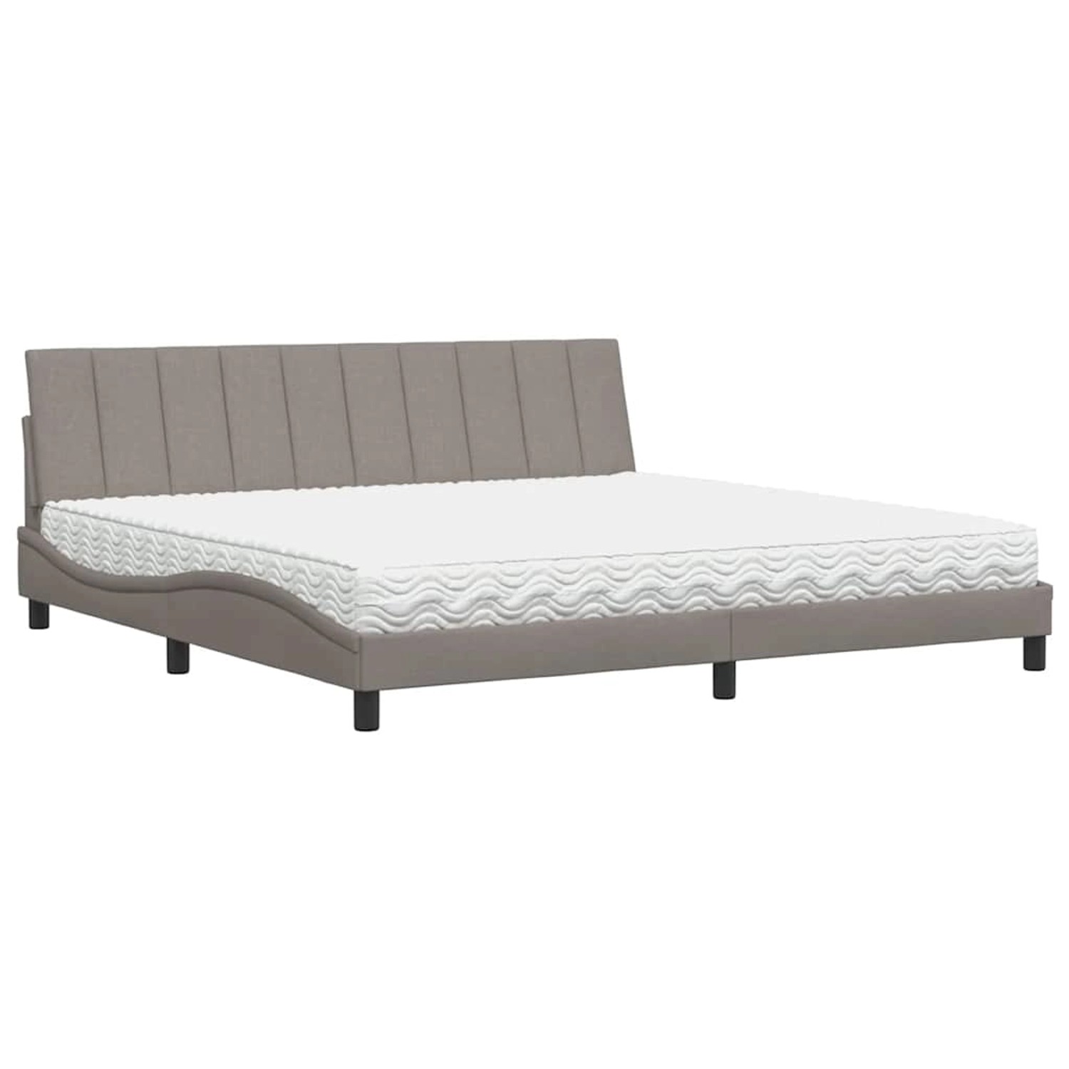 vidaXL Bett mit Matratze Hanko Taupe 200x200 cm Stoff 3310556