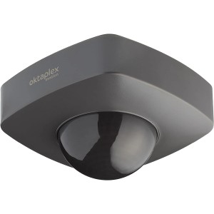 Oktaplex Tim 360° Präsenzmelder in Anthrazit für den Außenbereich.