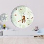 Kinderzimmer mit Vliestapete Wald in Grün und Braun mit Bären, Füchsen und Bäumen.