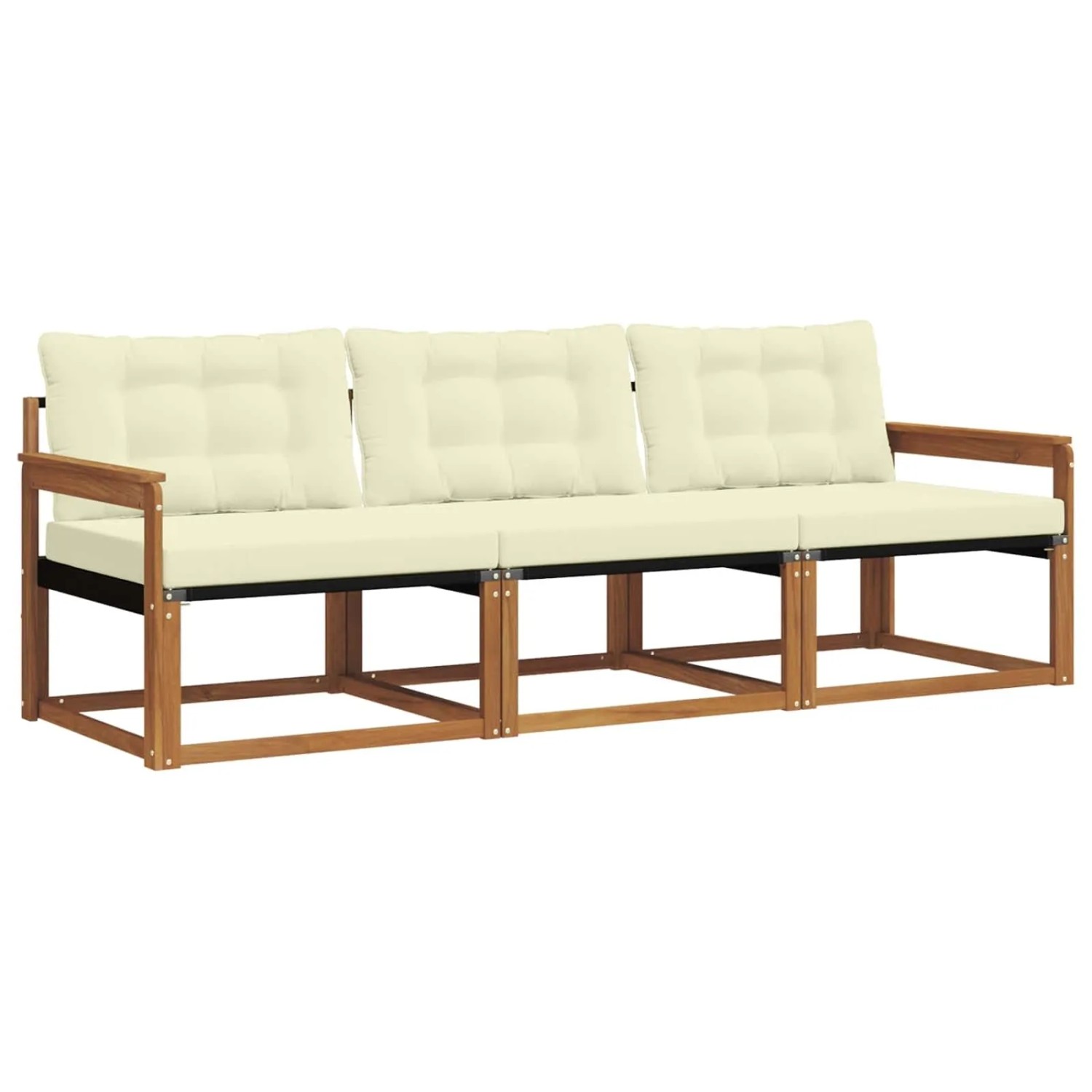 vidaXL Outdoor-Sofagarnitur mit Kissen 3-Tlg Natur und Creme 3369137