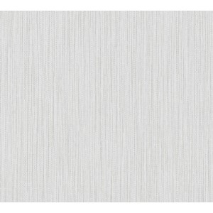 A.S. Création Vliestapete mit feinen Streifen in Weiß und Grau.