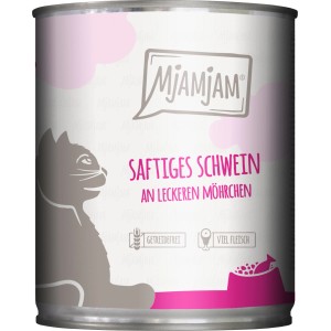 MjAMjAM Katzen-Nassfutter mit saftigem Schwein und Möhrchen in Dose, getreidefrei und mit hohem Fleischanteil.