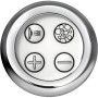 Bedientaster für Ottofond Whirlpool Cascade Premium, Chrom-Umrandung, weiße Tasten mit Symbolen.