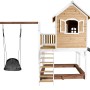 Axi Liam Spielhaus mit Nestschaukel und Rutsche, braun-weiß. Spielturm mit Sandkasten und Schaukel.