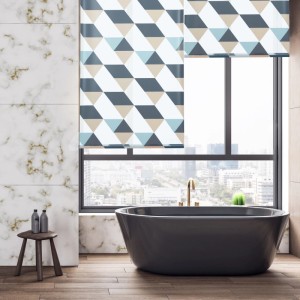 Relaxdays Duschrollo Kunststoff Aluminium Grau Blau Beige Wasserabweisend 80 cm x 240 cm