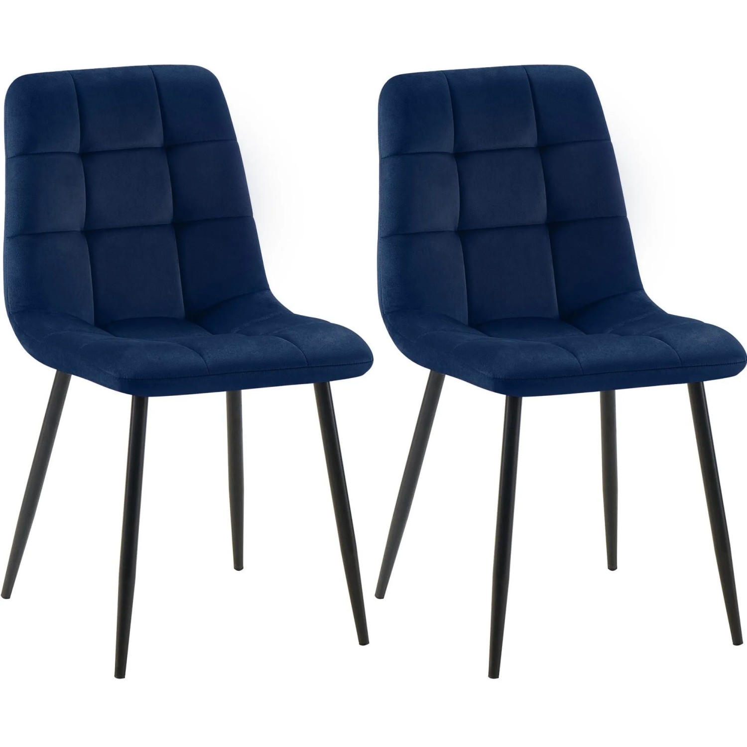 DELUKE 2er Set Esszimmerstuhl FIGAD Samt Blau 45x55x84cm Essstühle Esszimmerstühle Küchenstühle Wohnzimmerstühle