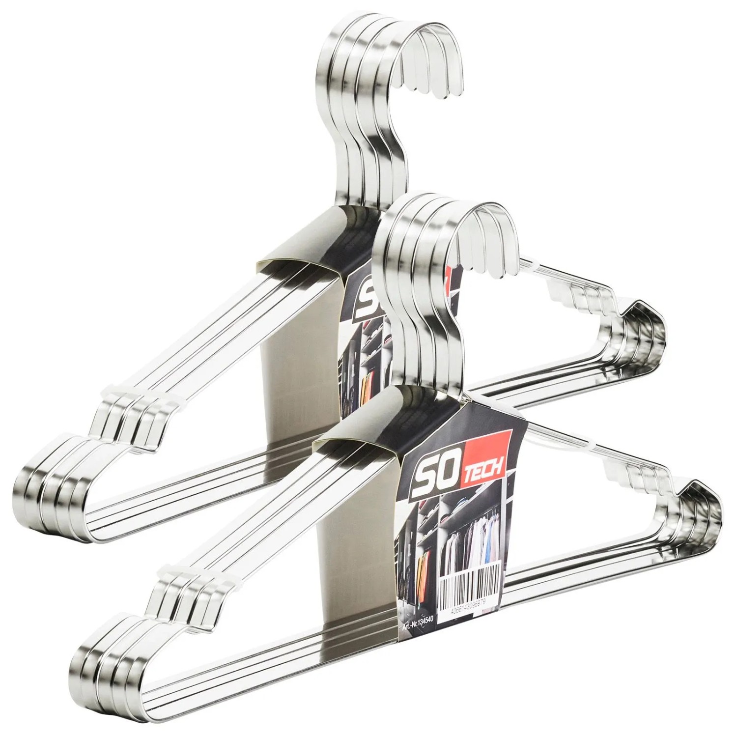 SOTECH 10er Set Design Kleiderbügel Edelstahl 450 x 193 mm mit Haken