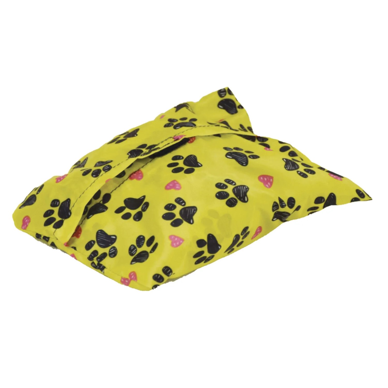 Verpackter Fashion Dog Regenmantel, gelb mit Pfotenmuster, Größe 47 cm.
