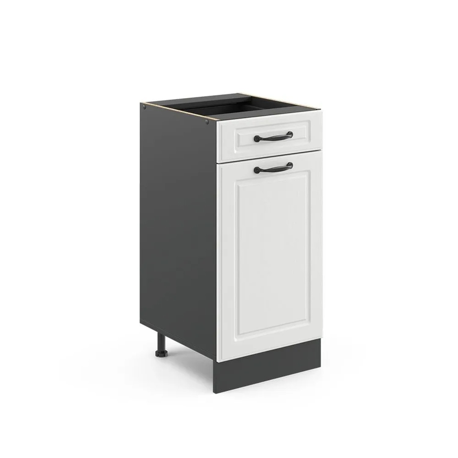 Vicco Küchenunterschrank R-Line Weiß Landhaus Anthrazit 40 cm ohne Arbeitsplatte