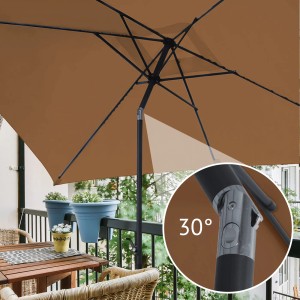 Rechteckiger, taupefarbener Svita Sonnenschirm 3x2m mit Neigungsfunktion für Balkon und Terrasse.