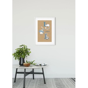 Komar Wandbild ABC Animal L, 50x70 cm, mit Tiermotiven und dem Buchstaben L für Kinderzimmer.