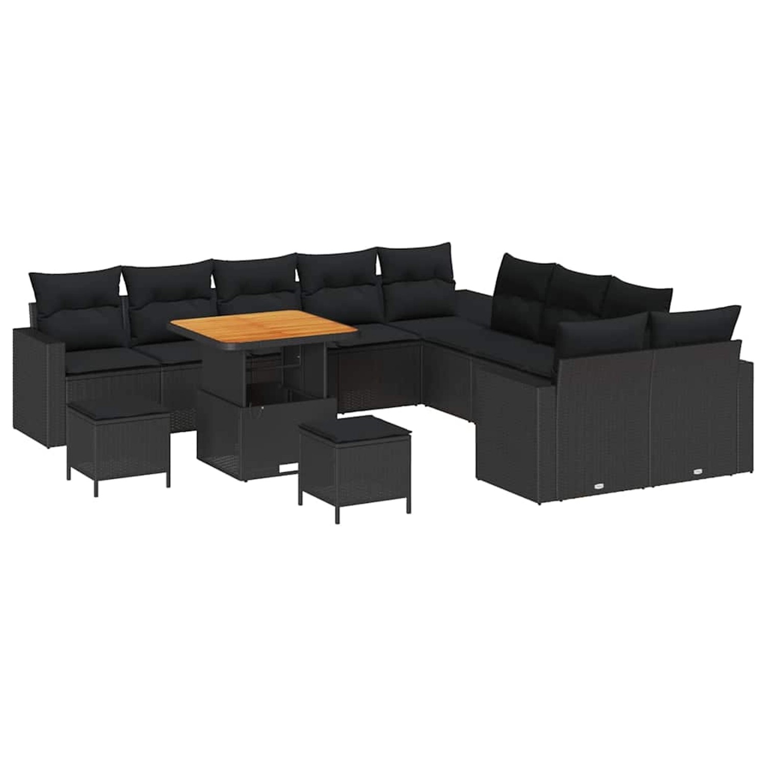 vidaXL Garten-Sofa-Set 13-Tlg Schwarz Poly Rattan 3361669 günstig online kaufen