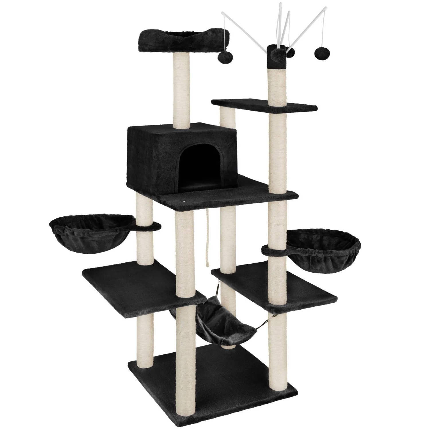 Tectake Kratzbaum Lilou 165 cm Sisal  120 x 61 x 165 cm Schwarz