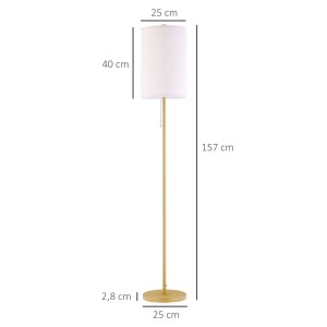 HOMCOM Stehlampe mit goldenem Stahlgestell und cremeweißem Leinenschirm, 157 cm hoch. Elegante Innenleuchte.