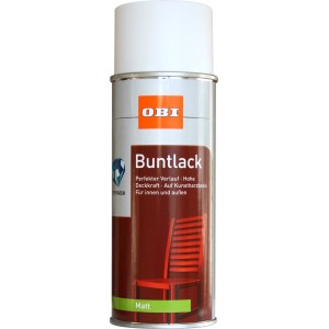 OBI Buntlack Spray Reinweiß matt, 400ml Dose. Ideal für Holz, Metall, Innen- und Außenbereich.