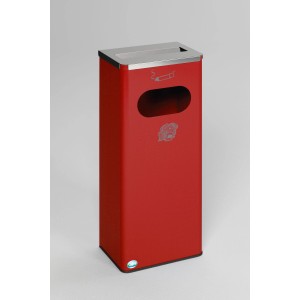 PROREGAL Robuster Kombiascher Mit Edelstahl Abdeckung HxBxT 76 x 31 x 22 cm Verzinkter Stahl Rot