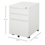 Weißer Vinsetto Rollcontainer aus Stahl mit 3 abschließbaren Schubladen und Rollen. Maße: 39x48x60 cm. Ideal für Büro.