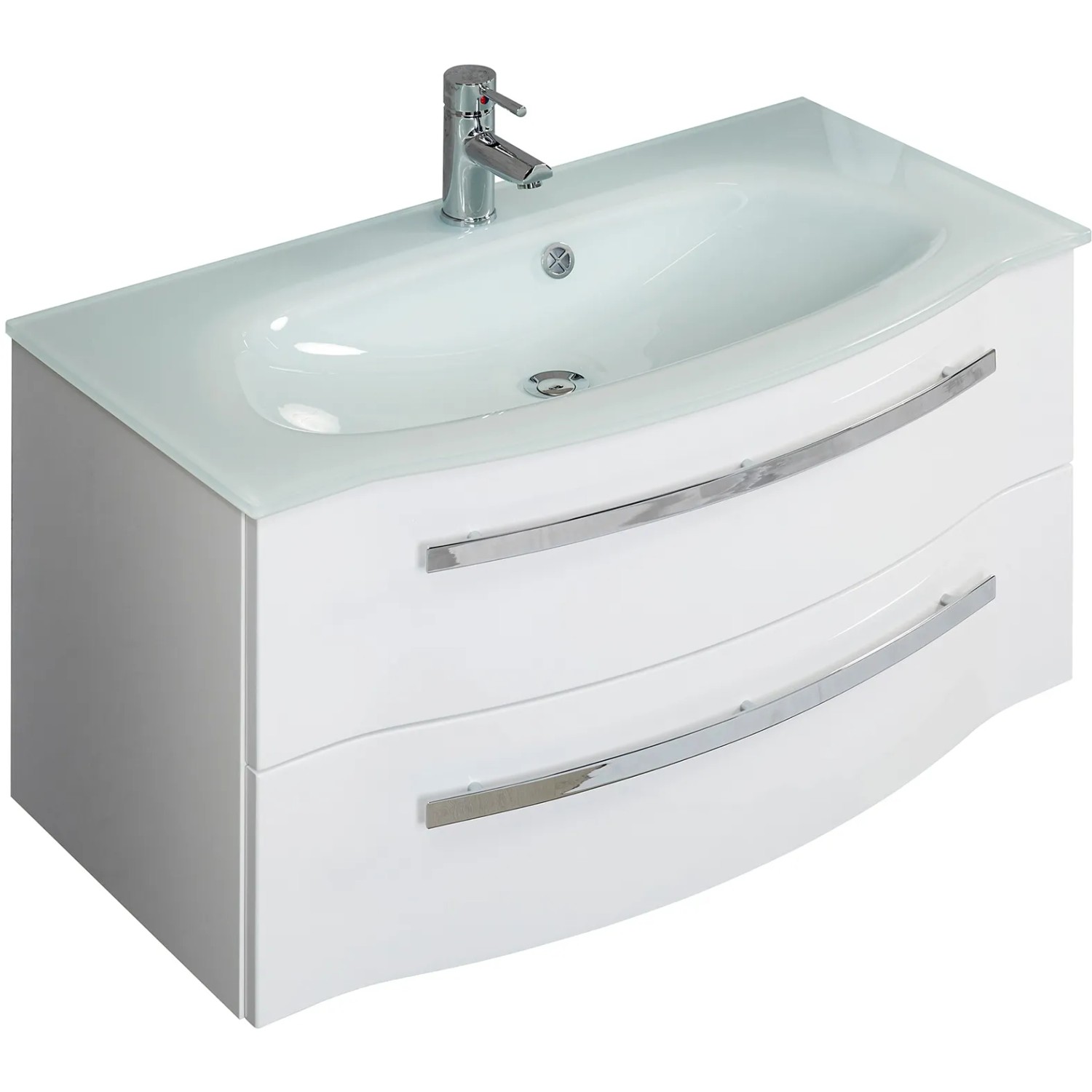 Pelipal Waschtisch Serie 4005, 92 cm, Polarweiß, mit zwei Schubladen und Softclose.