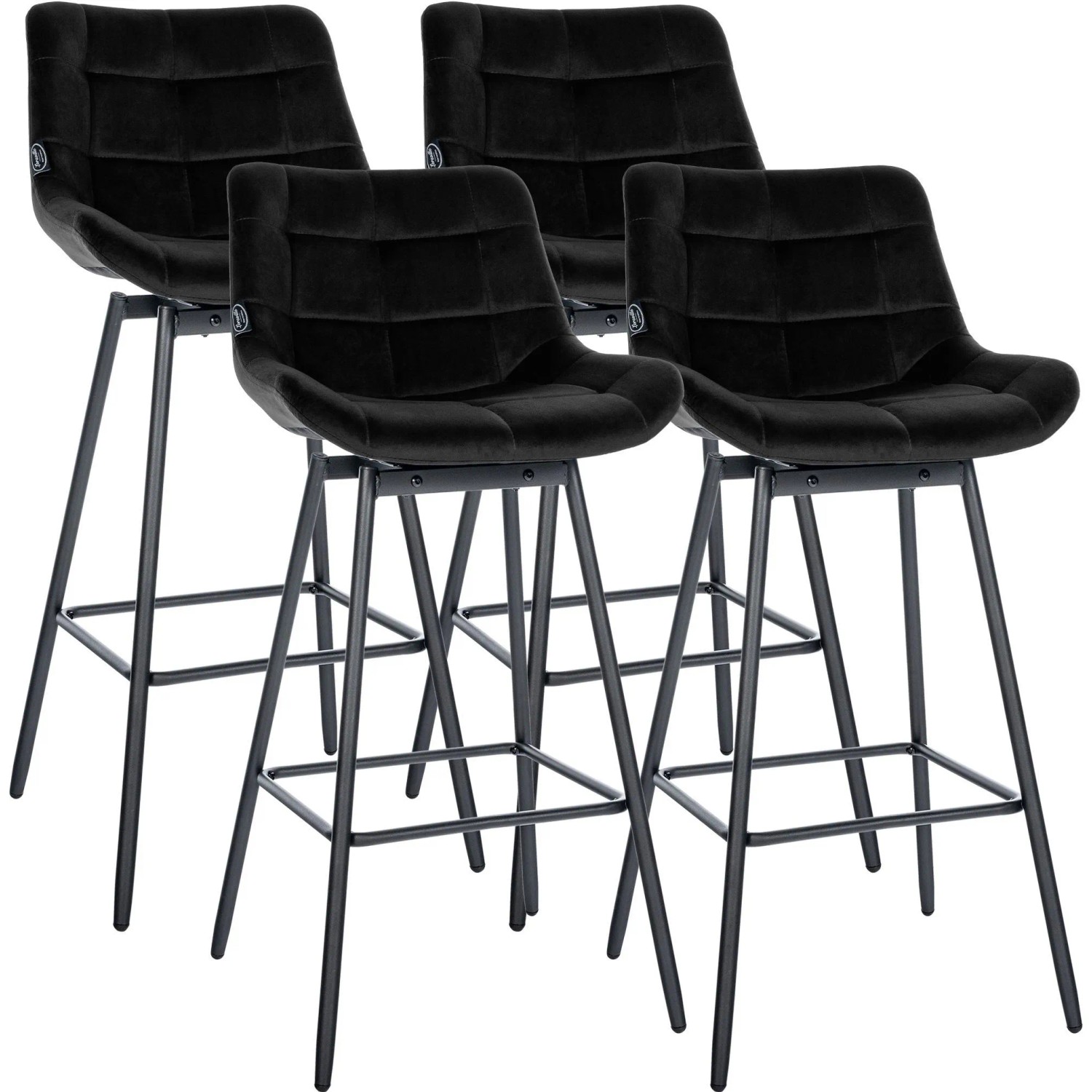 CLP 4er Set Barhocker Weston Schwenkbar Schwarz/Samt