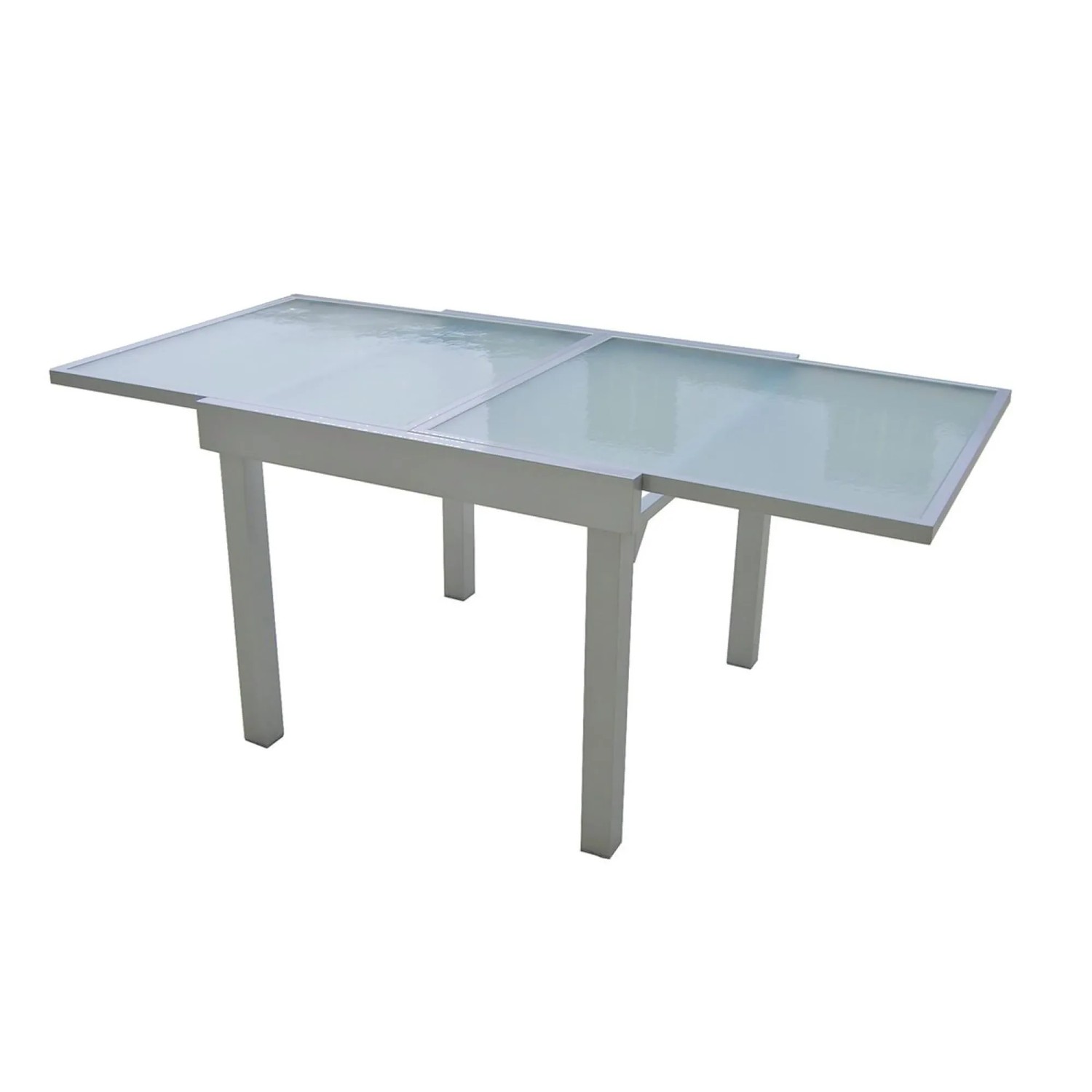 DELUKE Gartentisch ADAM Aluminium-Temperglas Grau 90x90x75cm Ausziehtisch Esstisch Wetterfest Outdoor Tisch