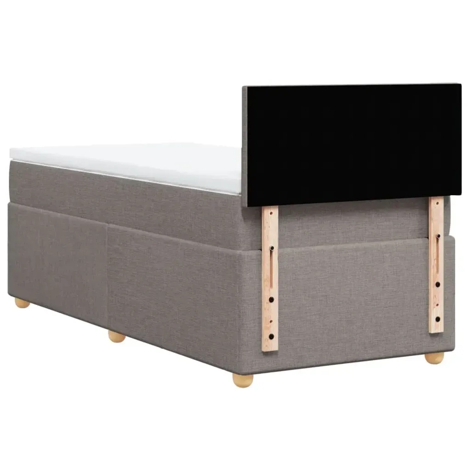 Boxspringbett Taupe 80x200 cm mit Matratze und Kopfteil. Stoffbezogenes Bett mit Holzfüßen.