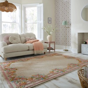 Eleganter Flair Rugs Wollteppich Elise Floral Wool, mehrfarbiges Blumenmuster, handgefertigt, für Wohnzimmer.