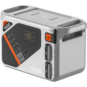 Litheli Power Station BS1000 mit 2 Akkus, mobile Stromversorgung mit Display und Anschlüssen.