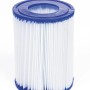 Filterkartusche Gr. II für Bestway Stahlrahmen Pool, weiße Lamellen mit blauem Rand.