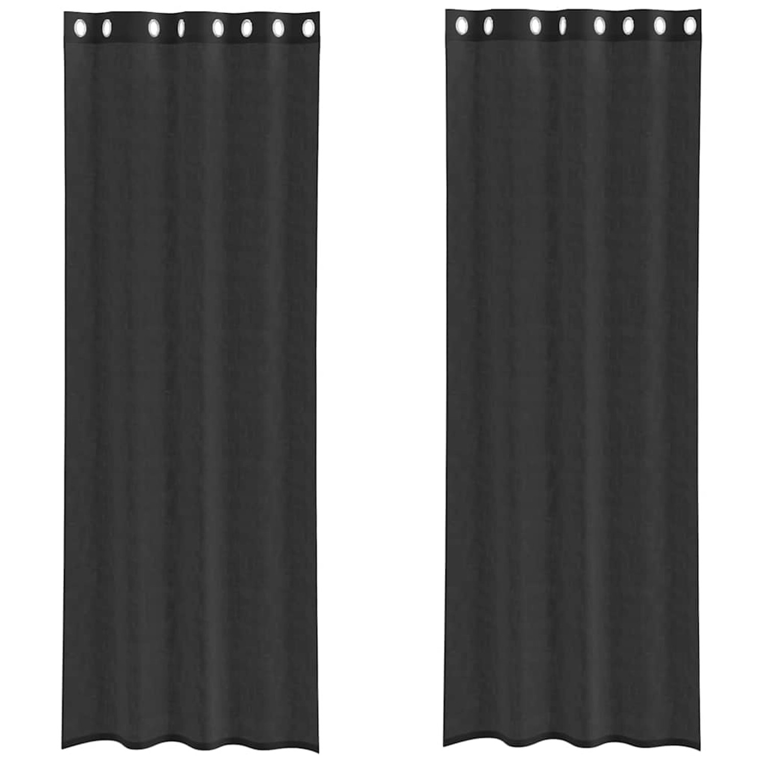vidaXL Voile Vorhänge mit Ösen 2 Stk Schwarz 140x260 cm 4102063 günstig online kaufen