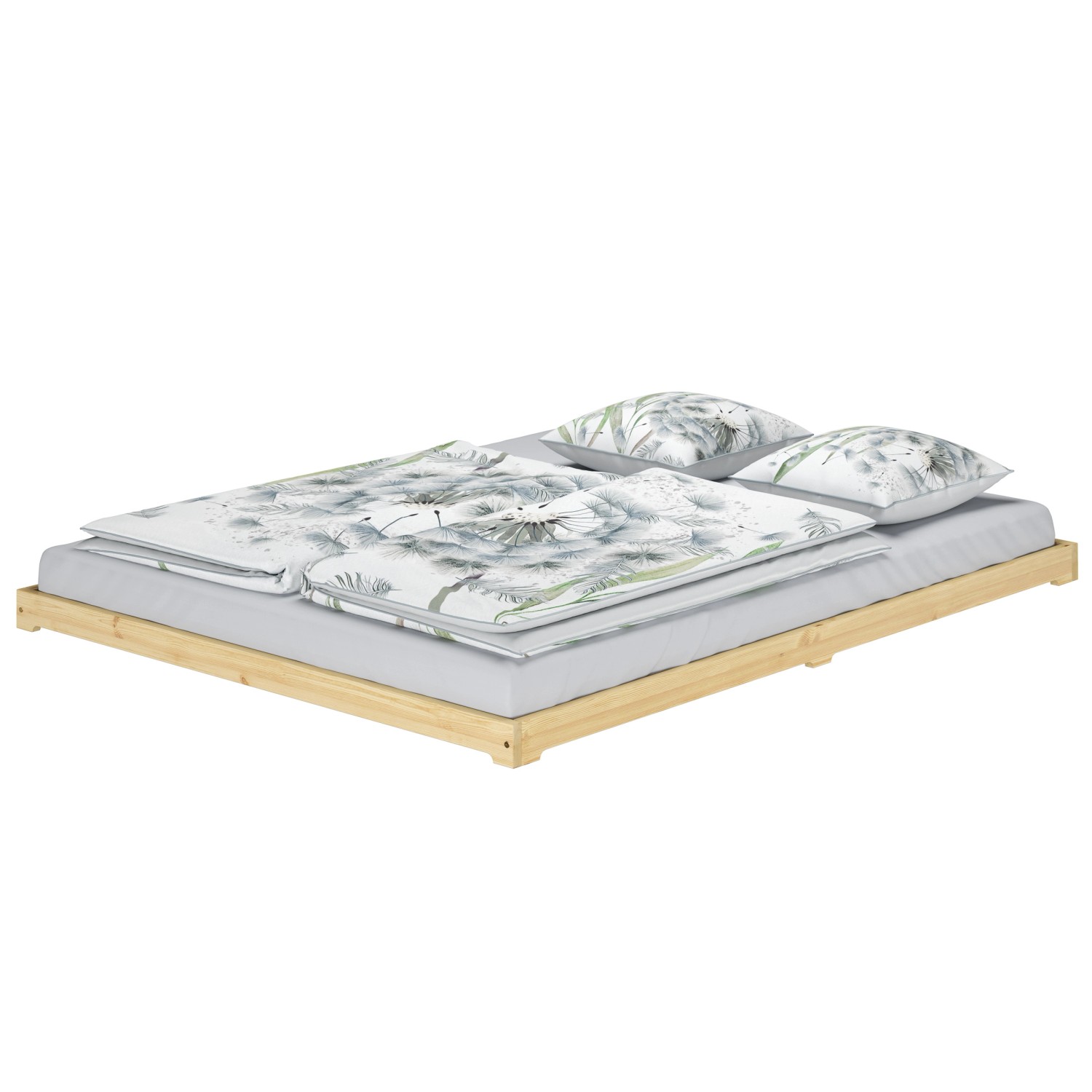 Erst-Holz Futonbett Massivholz Extra Niedrig Massivholz Kiefer 160 x 200 Modell 47 ohne Zubehör
