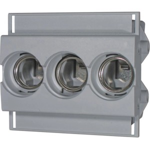 Neozed Unterteil 63A, 3-polig, aus Kunststoff mit Abdeckung für Schmelzsicherungen.