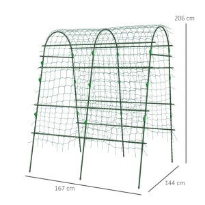 Outsunny Rankhilfe aus Stahl mit Netz, Gartenspalier für Kletterpflanzen.