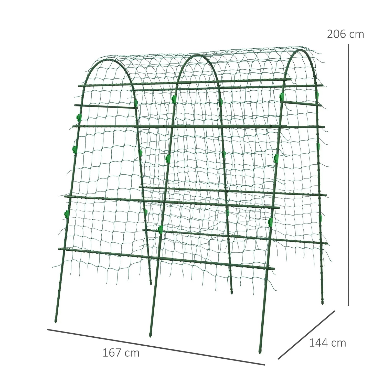 Outsunny Rankhilfe aus Stahl mit Netz, Gartenspalier für Kletterpflanzen.