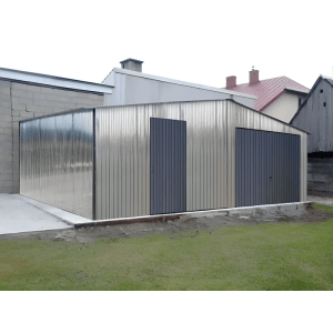 Liderstal Einzelgarage Premium aus Blech 700 x 500 cm Verzinkt Satteldach Schwingtor