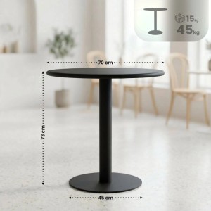 Schwarzer runder Bistrotisch DELUKE LEA aus Holz und Metall, 70x70x73cm. Ideal als Cafetisch oder Gartentisch.