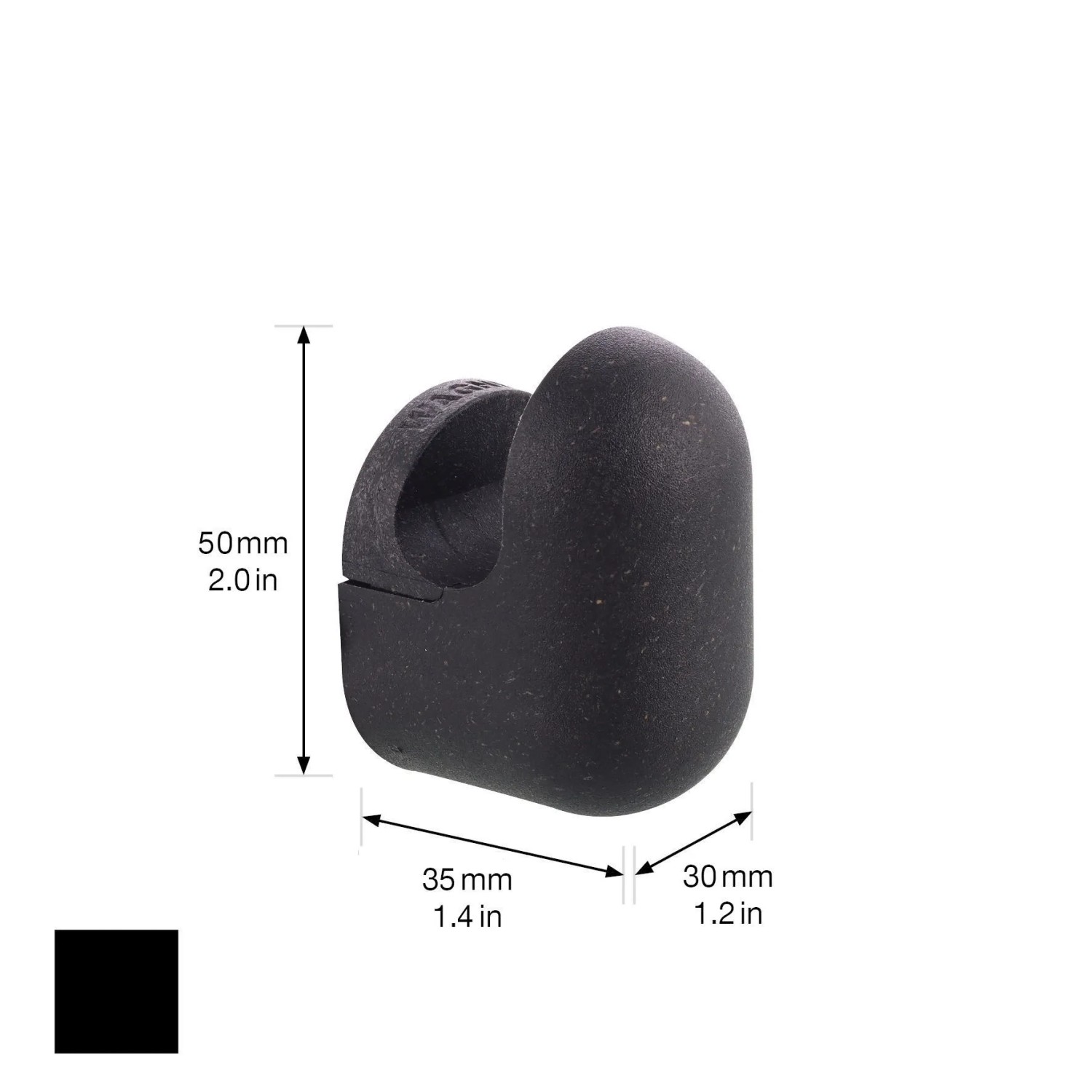 Schwarzer Wagner Wandhaken Hooks4home Pill aus Bio-Kunststoff, 50x30x35 mm.