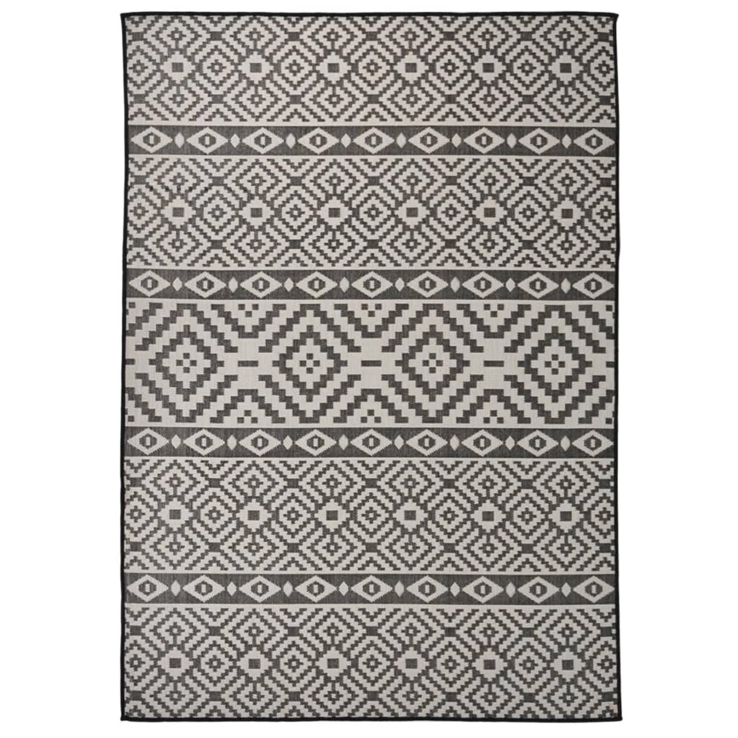 Vidaxl Outdoor-teppich Flachgewebe 140x200 Cm Schwarz Gestreift günstig online kaufen