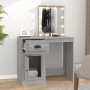 vidaXL Schminktisch mit LED, Grau Sonoma, 90x50x132,5 cm, Holzwerkstoff. Mit Spiegel, Schublade und Stauraum.