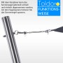 Toldoro Sonnensegelmast aus Edelstahl mit fester Öse, Karabiner und Spanner für einfache Montage.