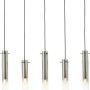 Moderne 5-flammige Pendelleuchte Glasini von Brilliant in Schwarz Matt mit Rauchglas-Zylindern.