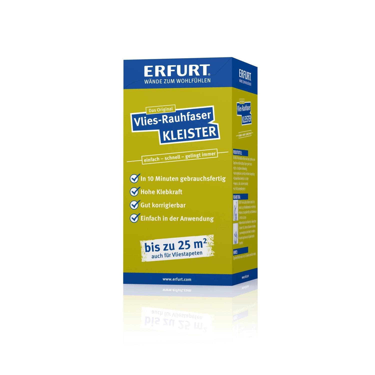 ERFURT Kleister Vlies-Rauhfaser, 200g, Tapetenkleister für bis zu 25 m² (ca. 3 Rollen) Vliestapete
